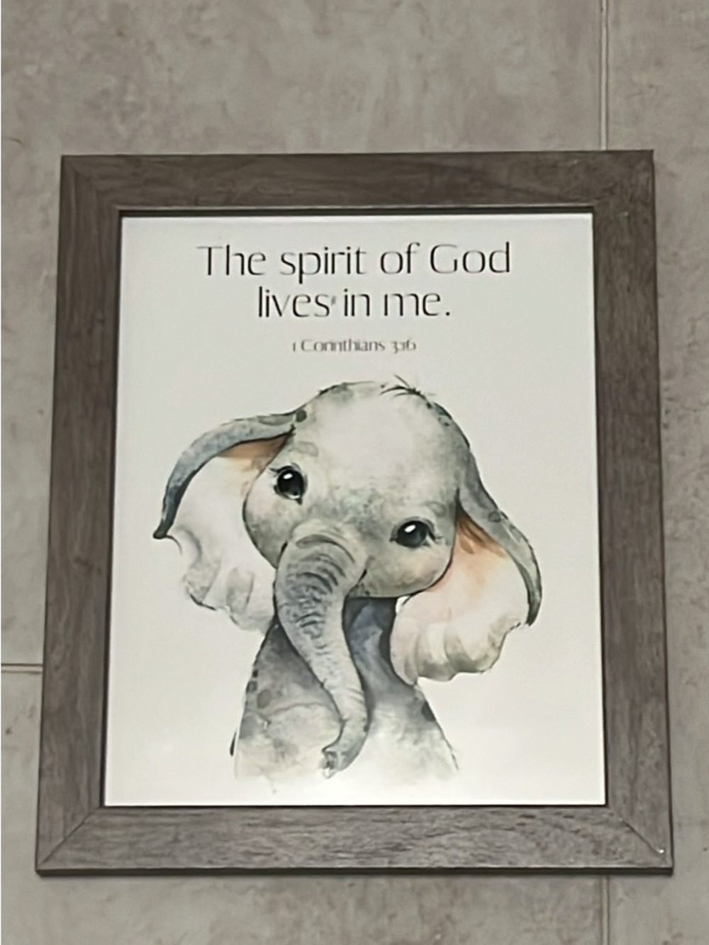 Elephant Watercolor Nursery Wall Art - Gray & Soft Peach